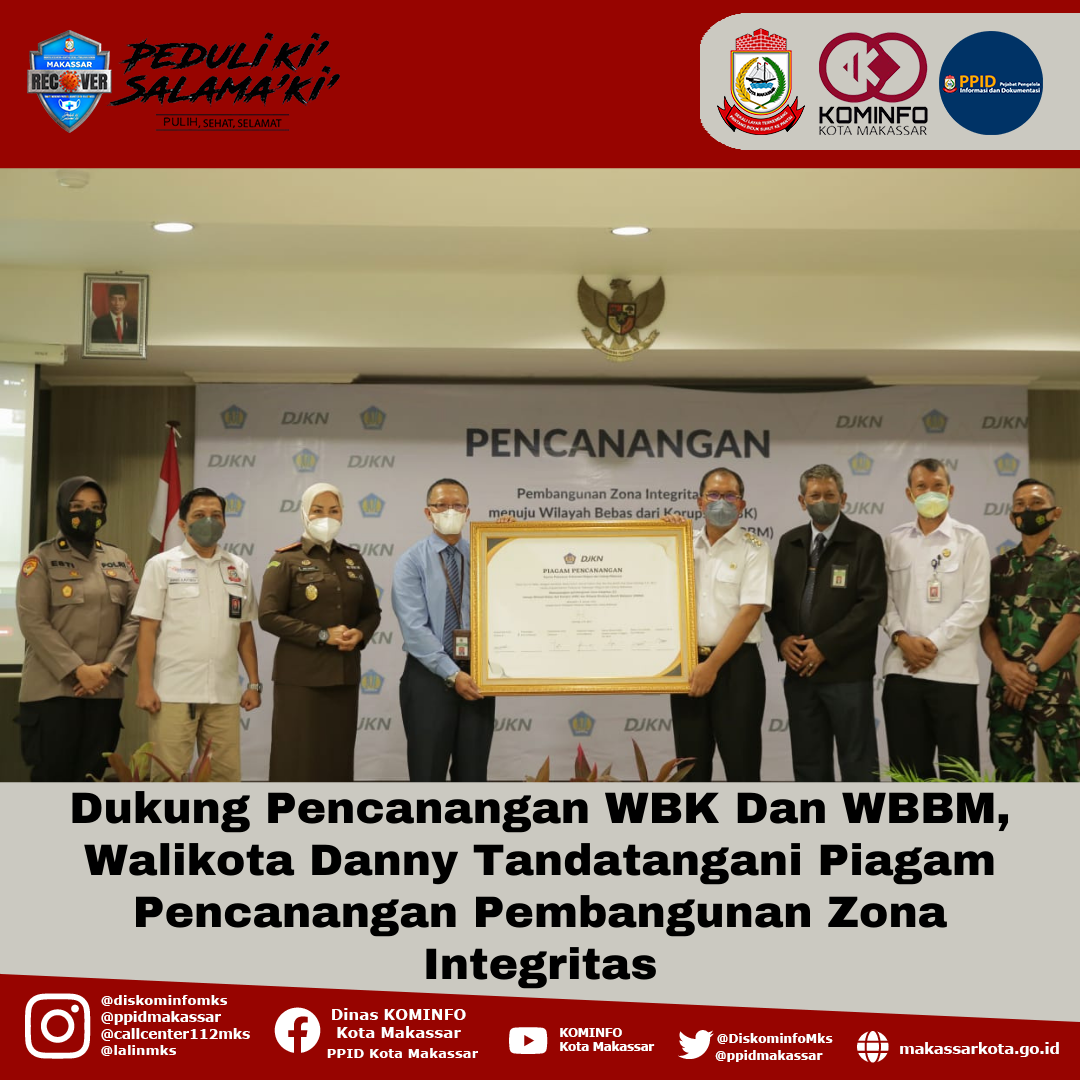 Dukung Pencanangan WBK Dan WBBM, Walikota Danny Tandatangani Piagam Pencanangan Pembangunan Zona Integritas