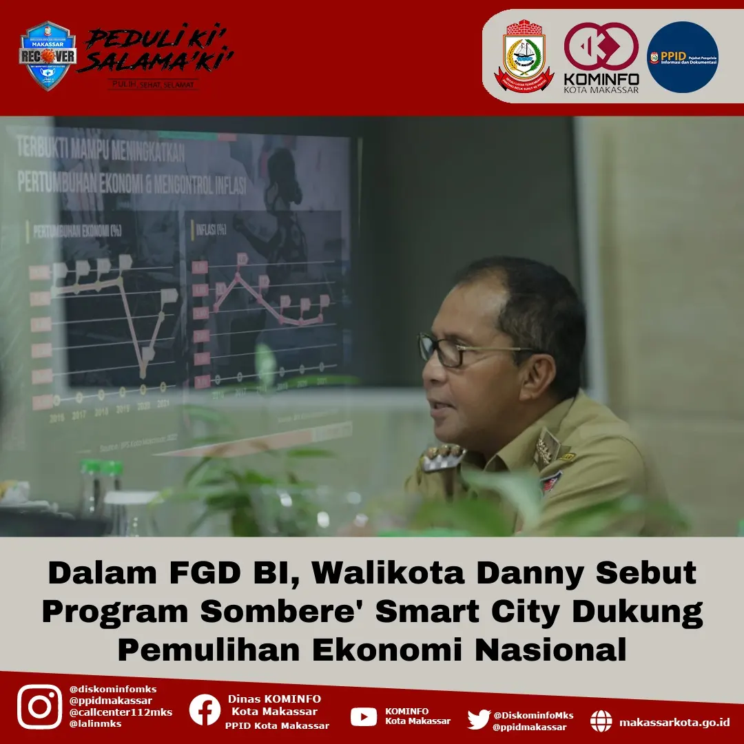 Dalam FGD BI, Walikota Danny Sebut Program Sombere' Smart City Dukung Pemulihan Ekonomi Nasional