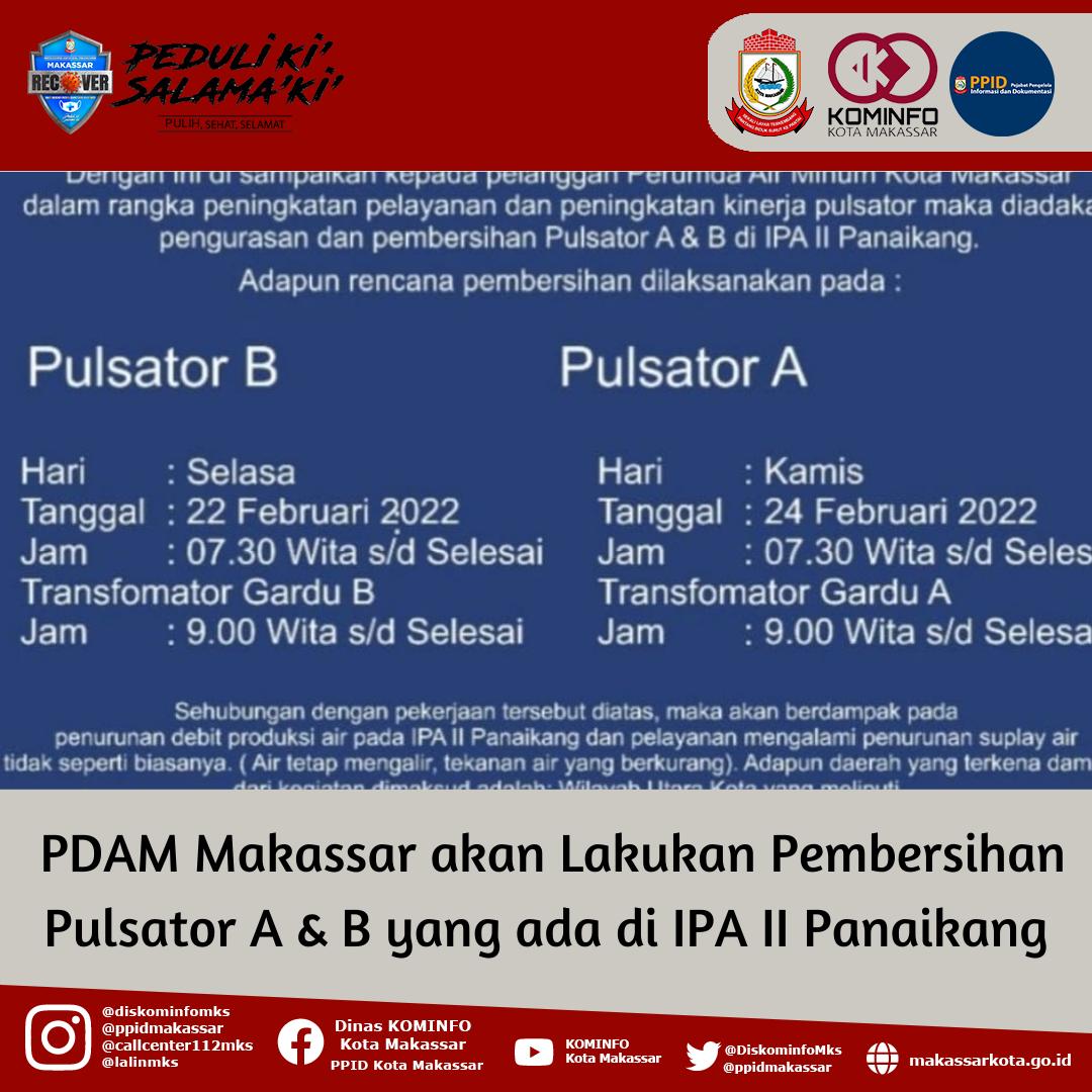 PDAM Makassar Akan Lakukan Pembersihan Pulsator A & B Yang Ada di IPA II Panaikang