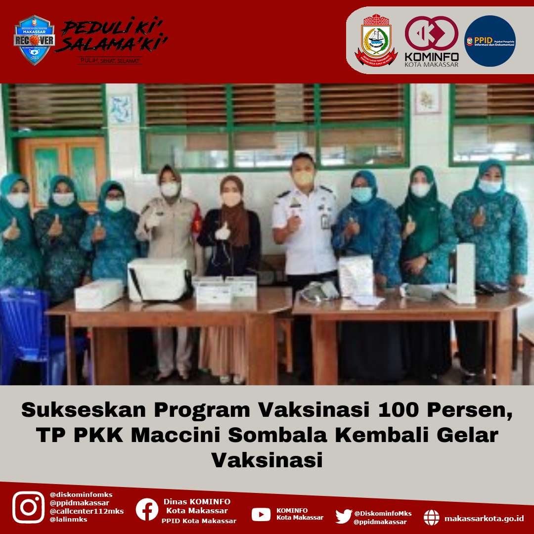 Sukseskan Program Vaksinasi 100 Persen, TP PKK Maccini Sombala Kembali Gelar Vaksinasi