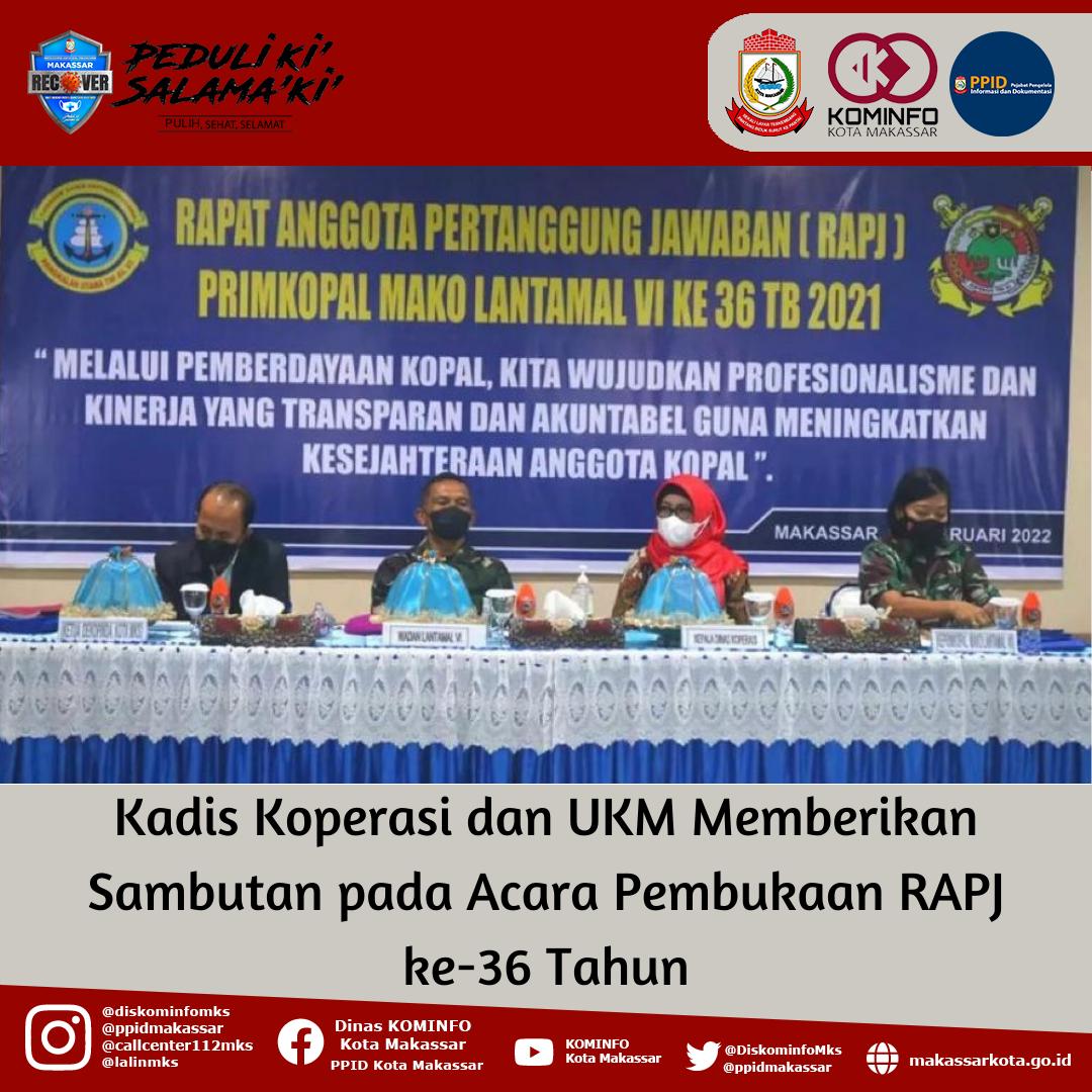 Kadis Koperasi dan UKM Berikan Sambutan Pada Acara Pembukaan RAPJ Ke-36 Tahun