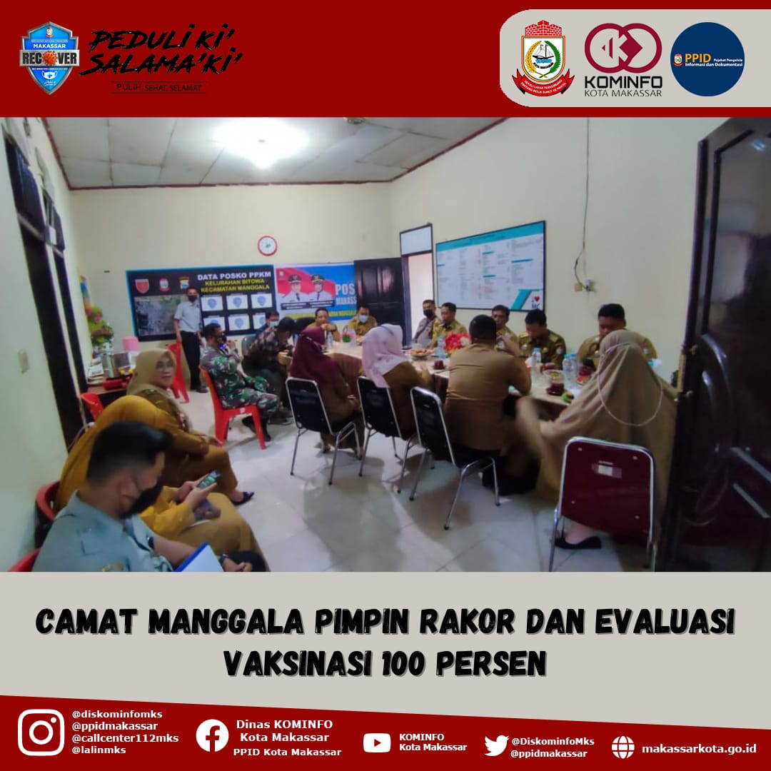 Camat Manggala Pimpin Rakor dan Evaluasi Vaksinasi 100 Persen