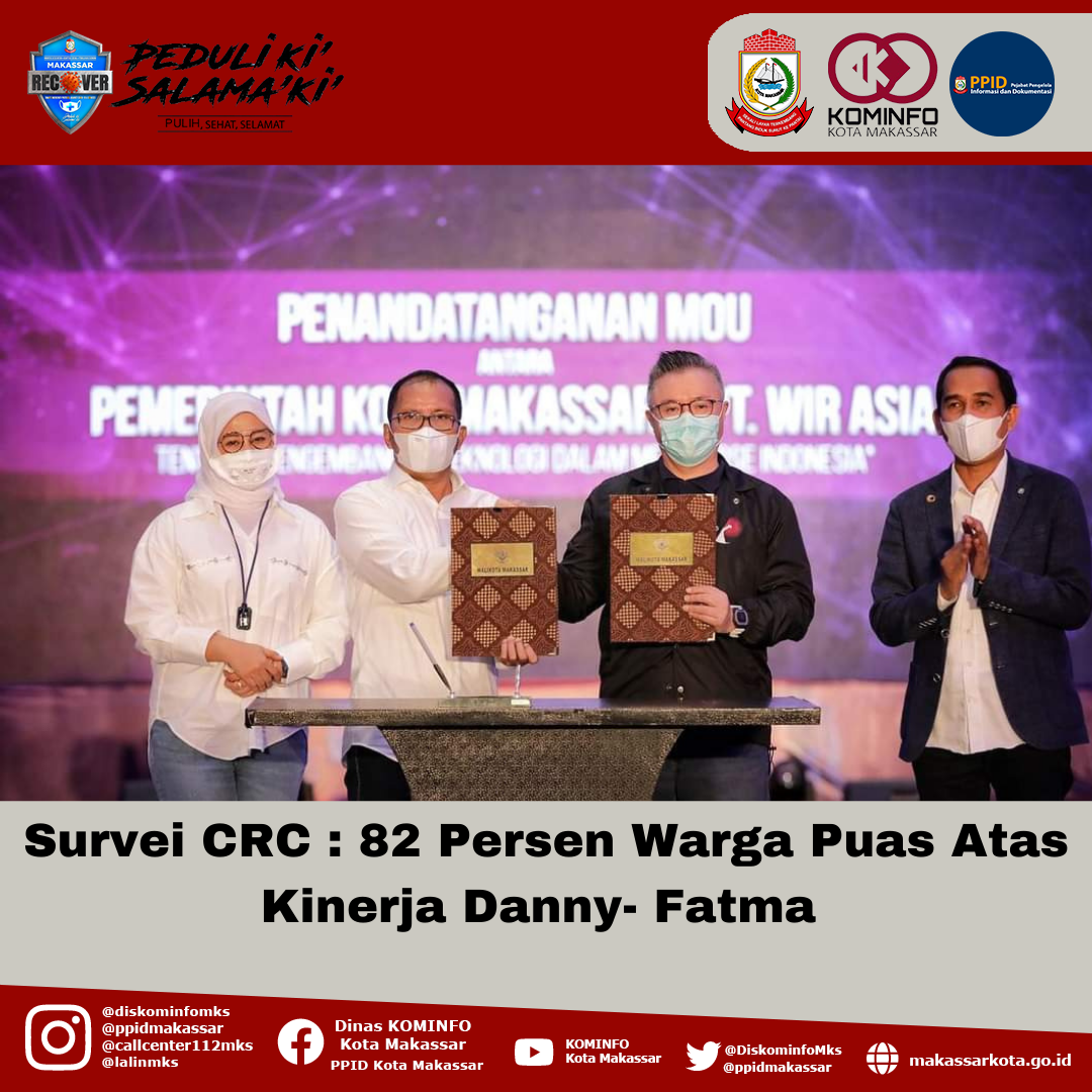 Survei CRC : 82 Persen Warga Puas Atas Kinerja Danny- Fatma  