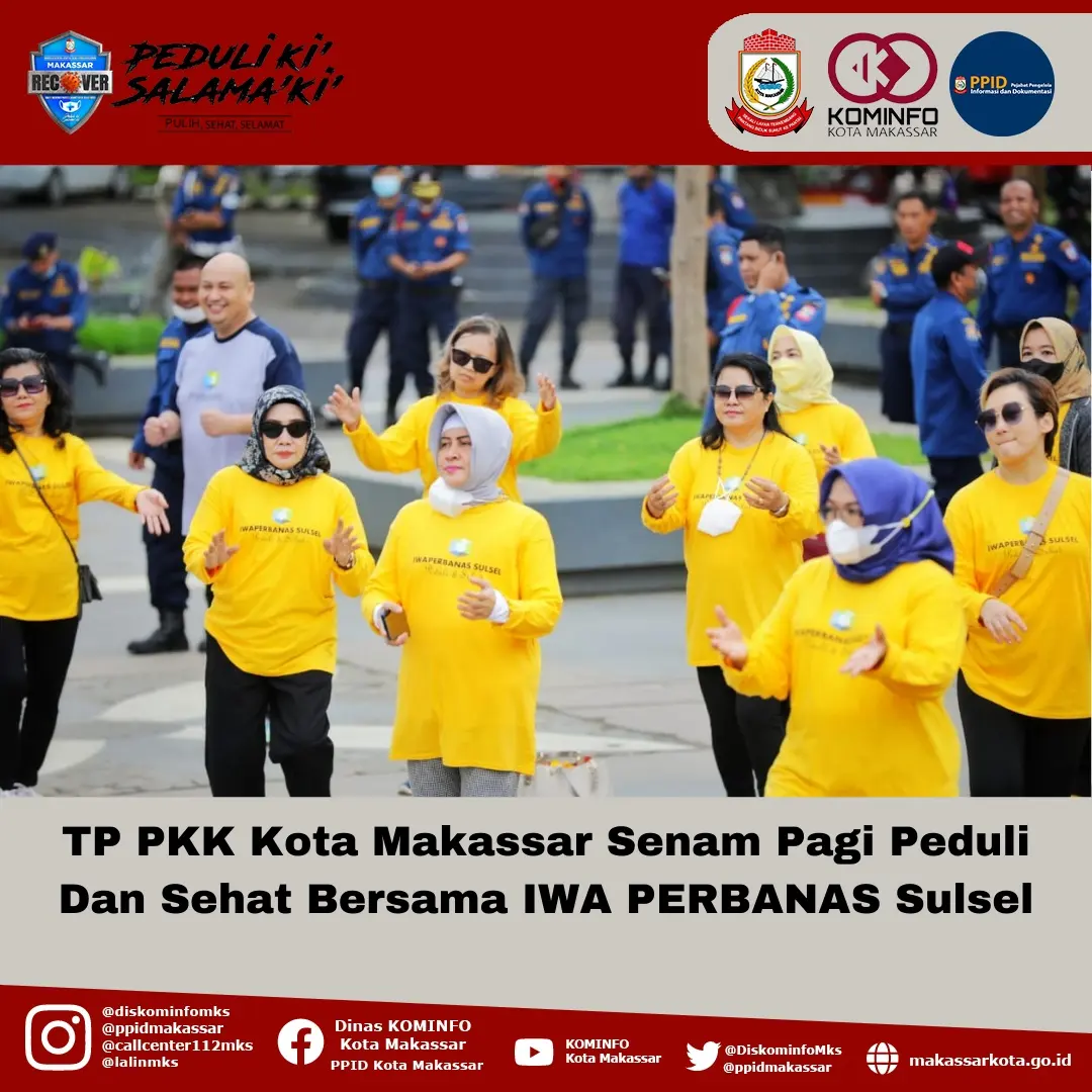 TP PKK Kota Makassar Senam Pagi Peduli Dan Sehat Bersama IWA PERBANAS Sulsel