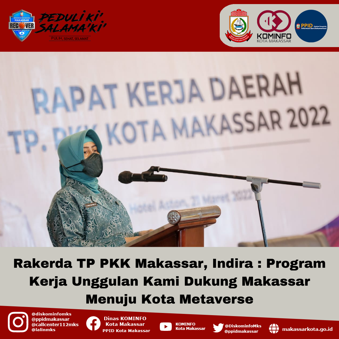 Rakerda TP PKK Makassar, Indira : Program Kerja Unggulan Kami Dukung Makassar Menuju Kota Metaverse