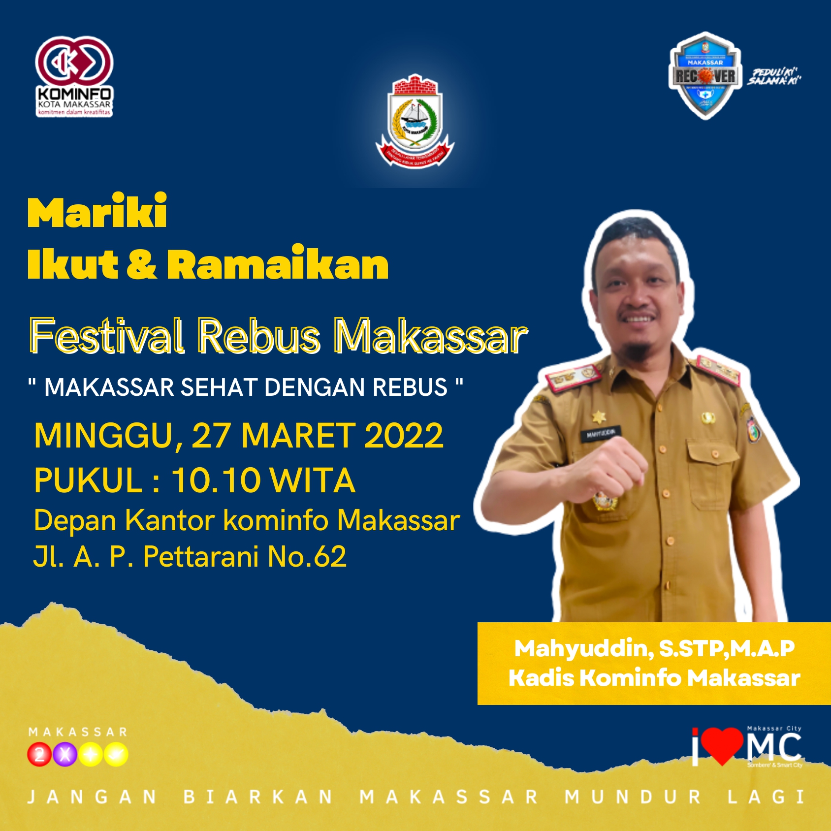 Meriahkan Festival Rebus Makassar, Diskominfo Makassar Bagi-Bagi Makanan Rebus Ke Pengguna Jalan