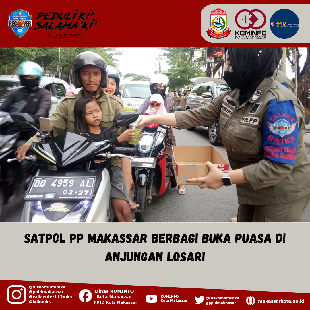 Satpol PP Makassar Berbagi Buka Puasa Di Anjungan Losari