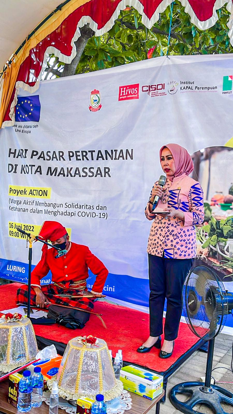 Kepala Dinas Perikanan dan Pertanian menghadiri kegiatan Uni Eropa melalui Proyek ACTION (Active Citizens Building Solidarity and Resillience In Response to Covid-19) yaitu hari Pasar Pertanian (Urban