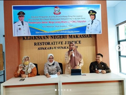 Dinas Pemberdayaan Perempuan dan Perlindungan Anak (DPPPA) Kota Makassar mengelar kegiatan penguatan jejaring antar lembaga penyedia layanan perlindungan perempuan (Pembentukan Shelter Warga di Lorong