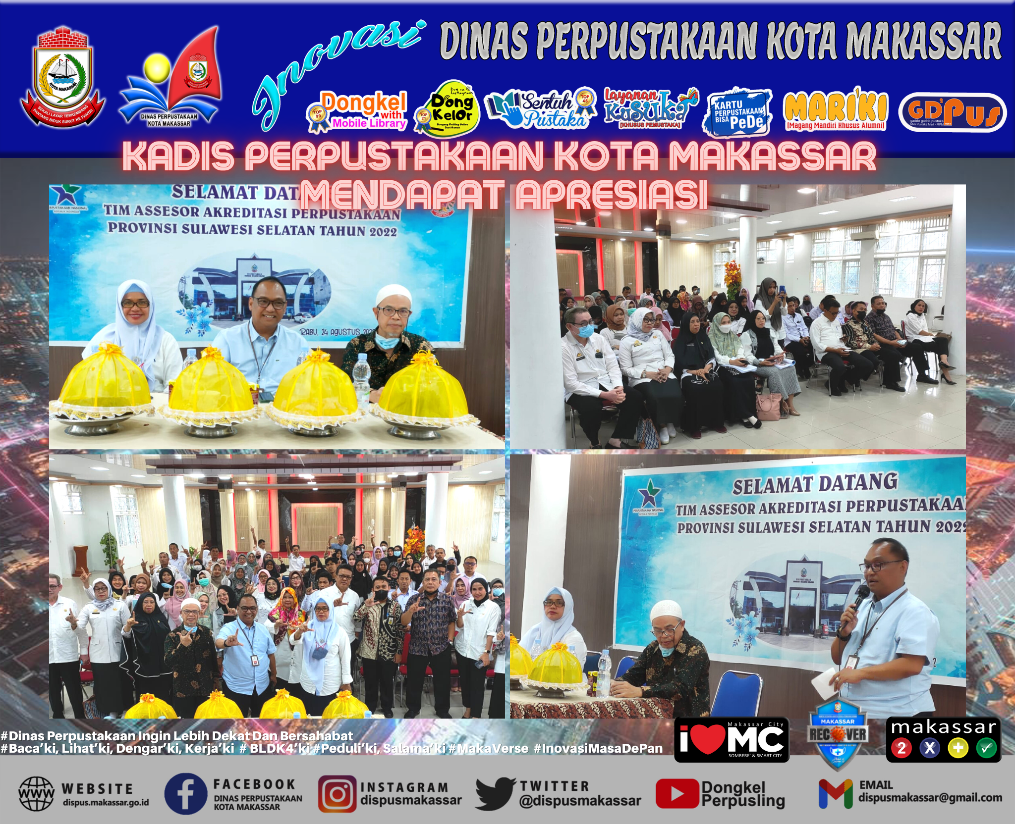 Kadis Perpustakaan Kota Makassar Mendapat Apresiasi