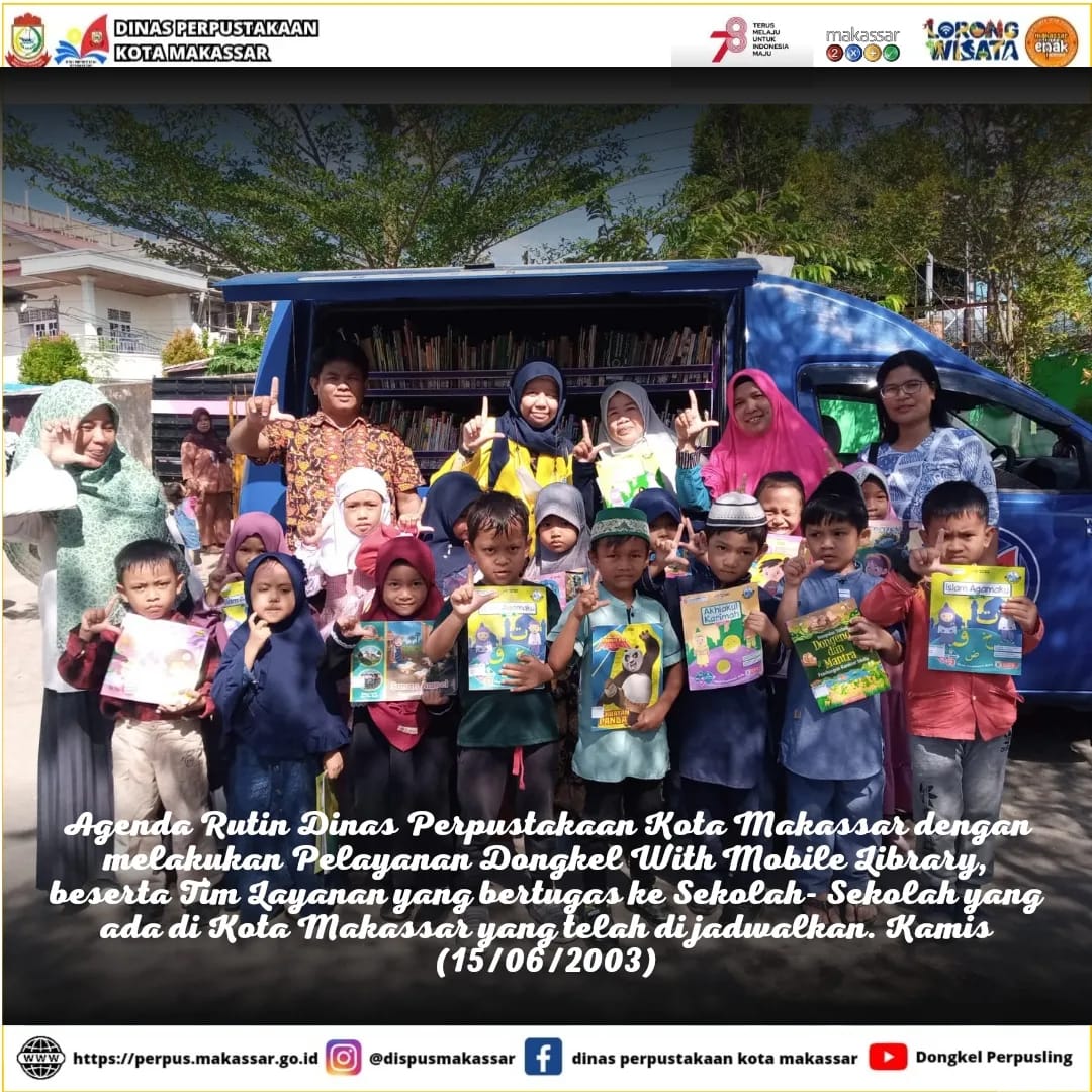 Agenda Rutin Dinas Perpustakaan Kota Makassar dengan melakukan Pelayanan Dongkel With Mobile Library, beserta Tim Layanan yang bertugas ke Sekolah- Sekolah yang ada di Kota Makassar yang telah di jadw