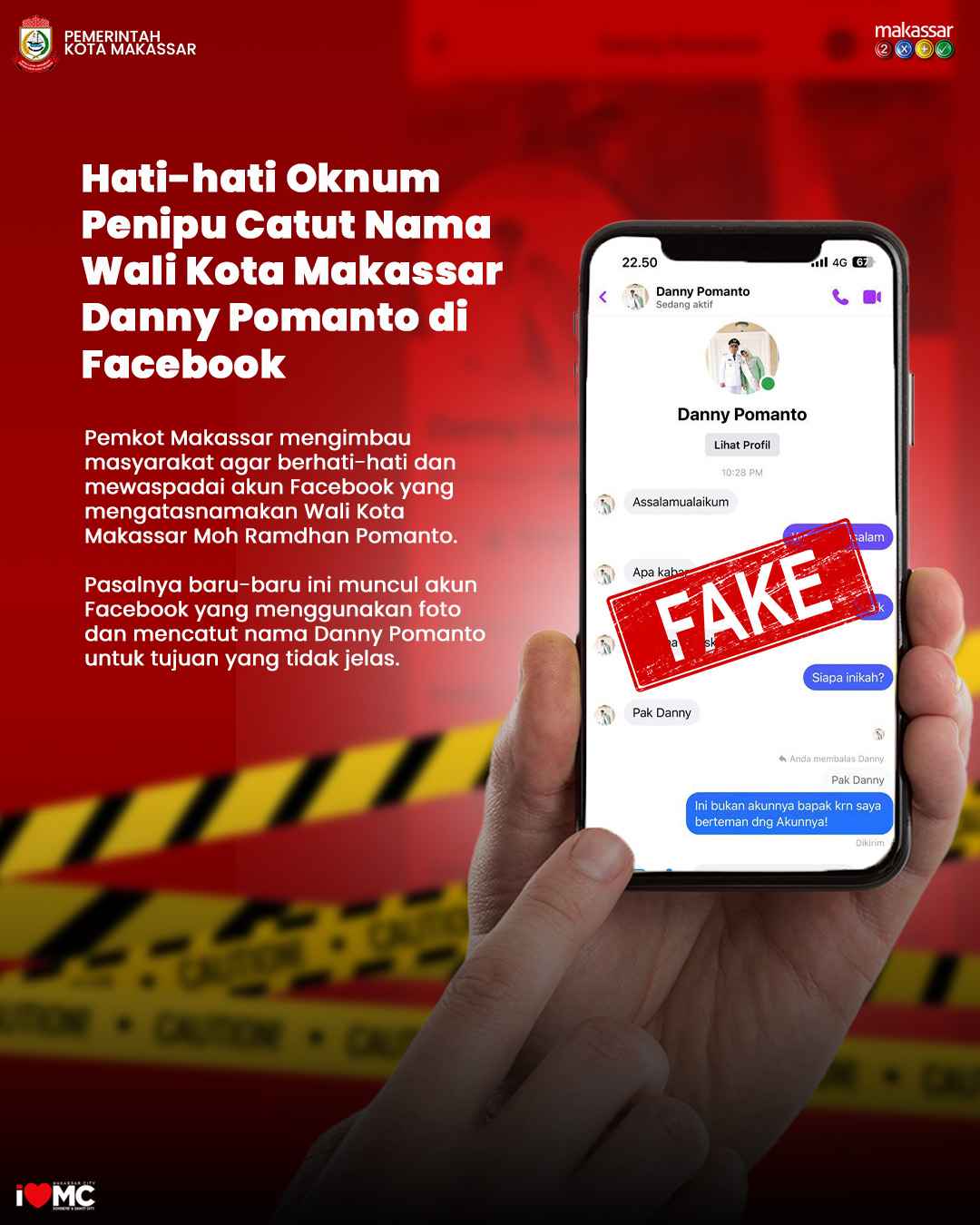 Hati-Hati! Oknum Penipu Catut Nama Wali Kota Makassar Danny Pomanto di Facebook