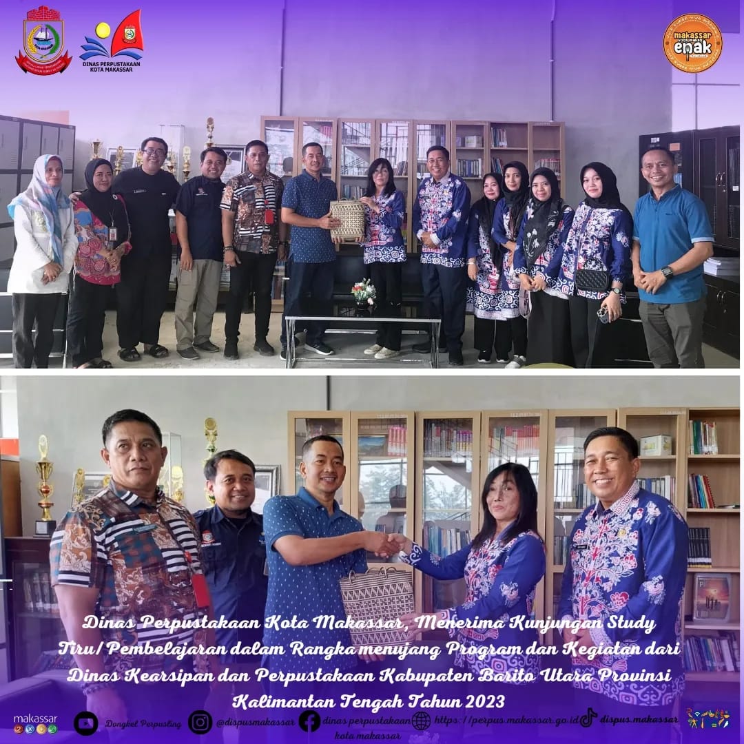 Rombongan dari Dinas Kearsipan dan Perpustakaan Kabupaten Barito Utara Provinsi Kalimantan Tengah berkunjung ke Dinas Perpustakaan Makassar