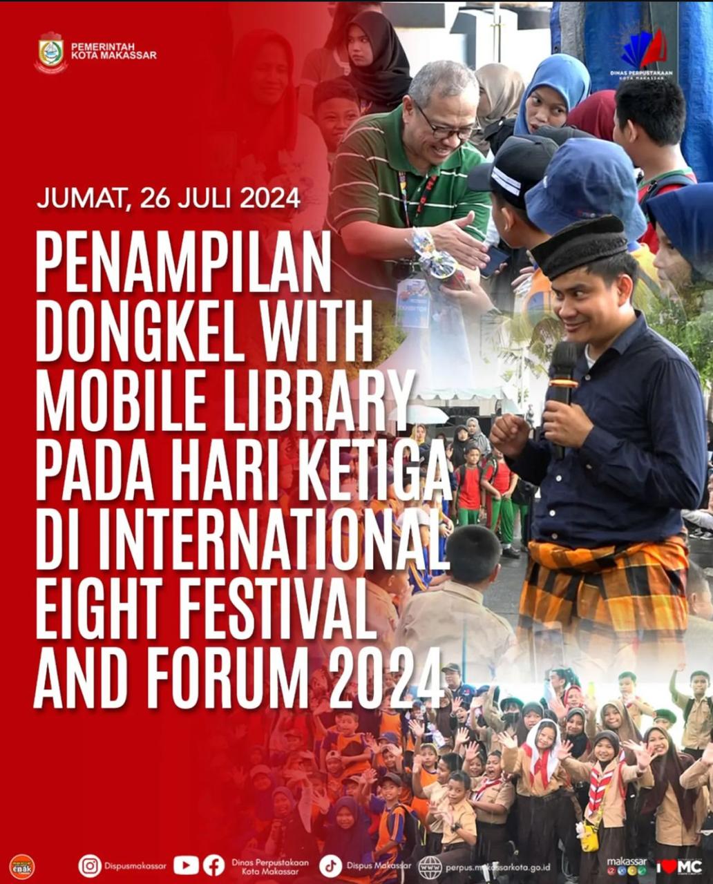 PENAMPILAN DONGKEL WITH MOBILE LIBRARY PADA HARI KETIGA DI INTERNATIONAL EIGHT FESTIFAL AND FORUM 2024