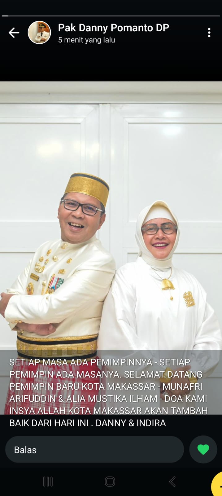 Danny Pomanto Ucapkan Selamat Mengemban Amanah Sebagai Pemimpin Makassar Baru Untuk Appi-Aliyah 