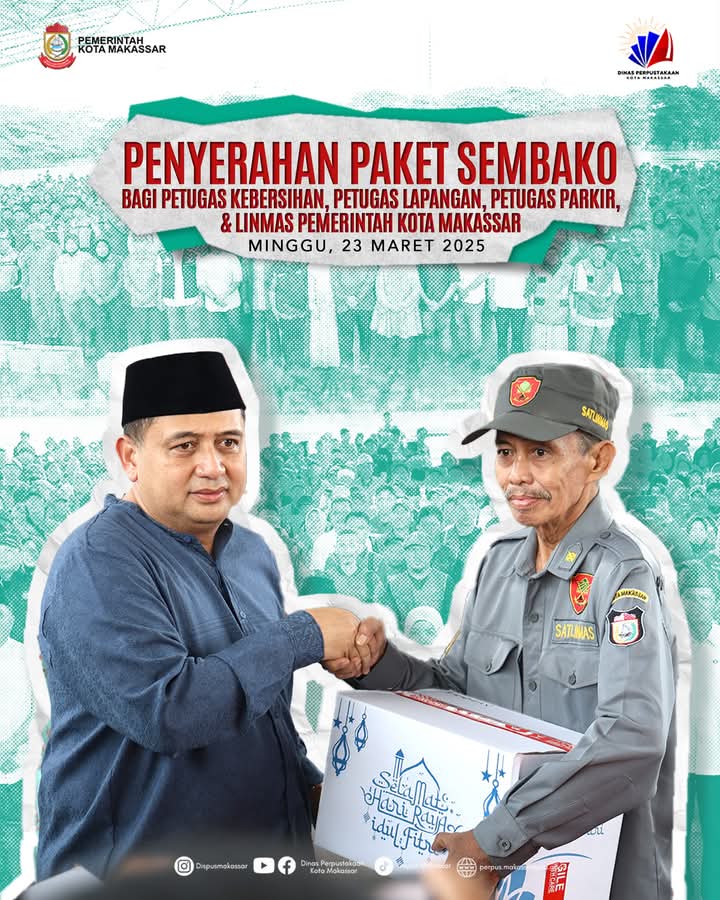 Penyerahan Paket Sembako Bagi Petugas Kebersihan,Petugas Lapangan, Petugas Parkir, & Linmas Pemerintah Kota Makassar
