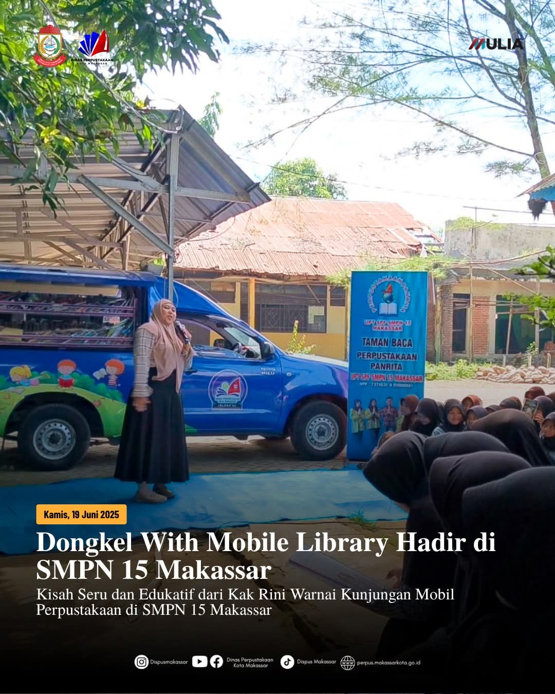 Dongkel With Mobile Library Hadir di SMPN 15 Makassar