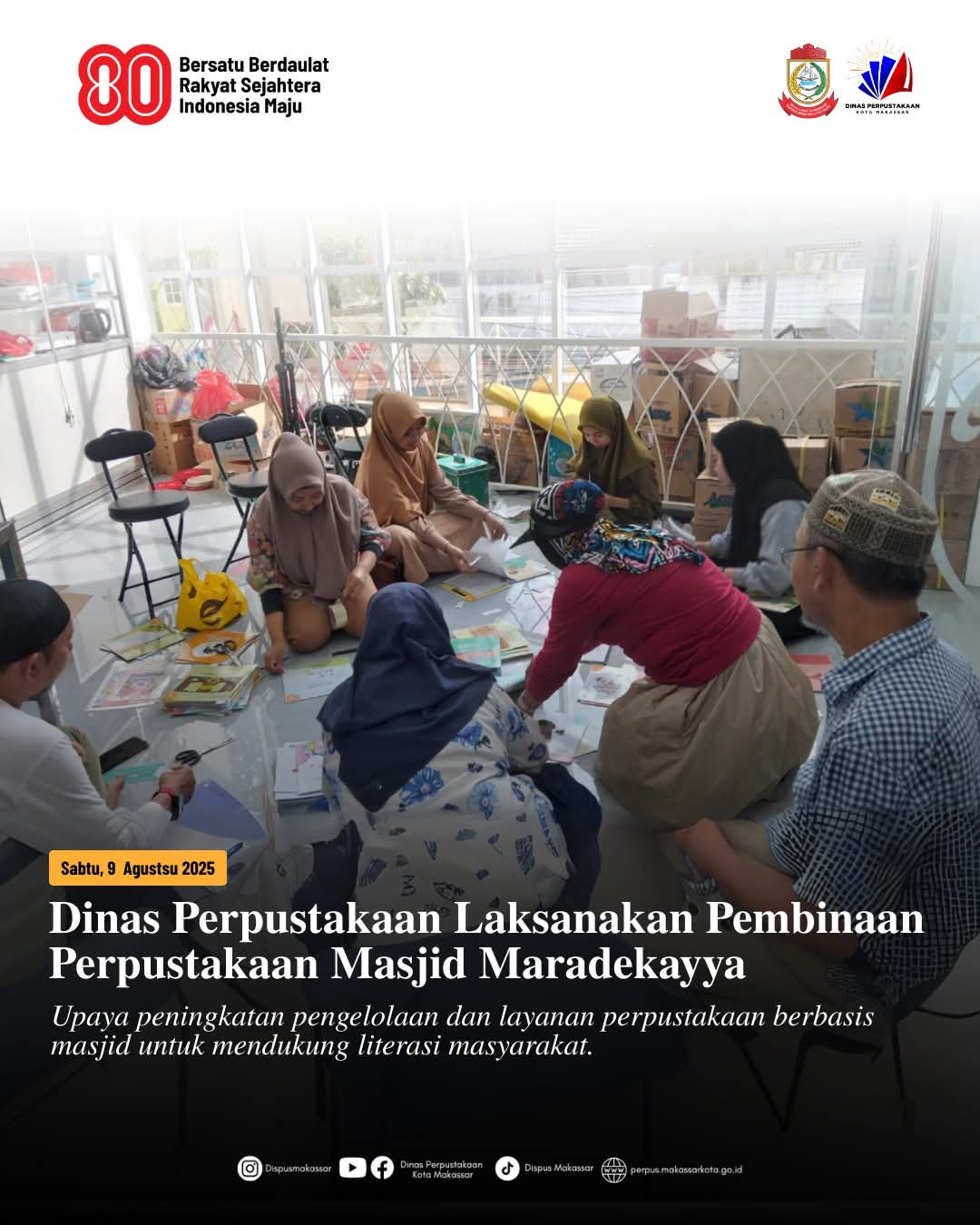Dinas Perpustakaan Laksanakan Pembinaan Perpustakaan Masjid Maradekayya