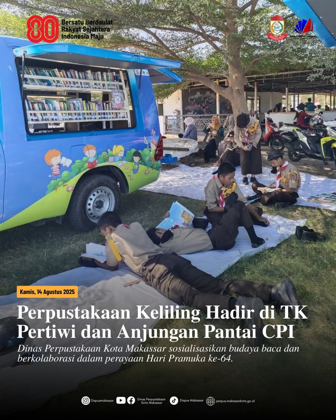 Perpustakaan Keliling Hadir di TK Pertiwi dan Anjungan Pantai CPI