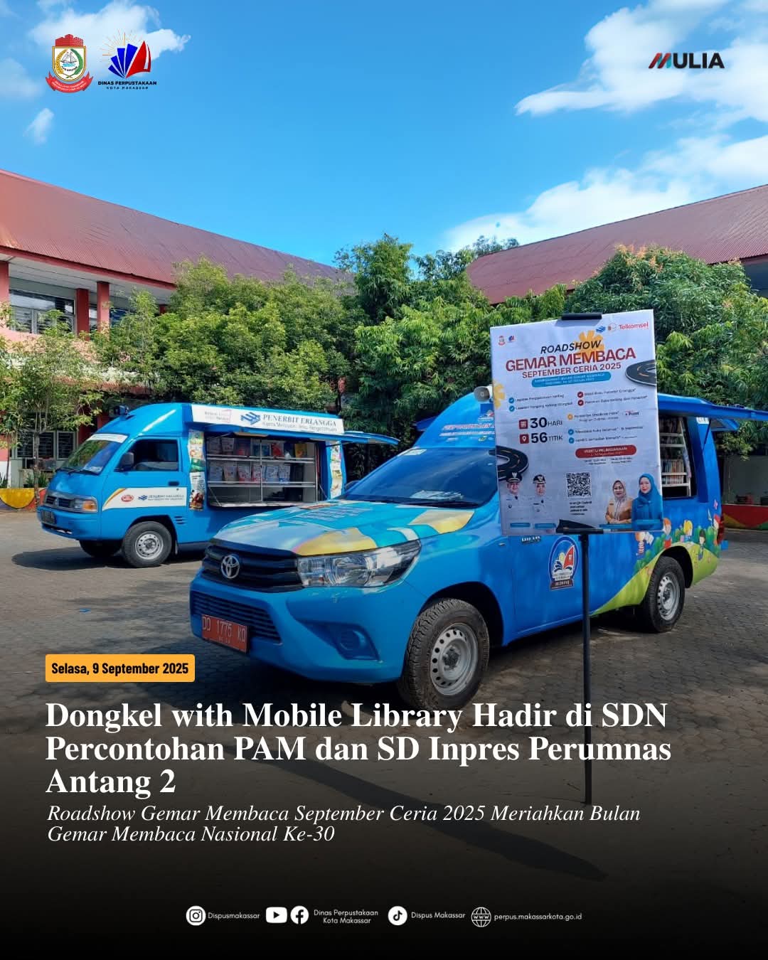 Dongkel With Mobile Library Hadir di SDN Percontohan PAM dan SD Inpres Perumnas