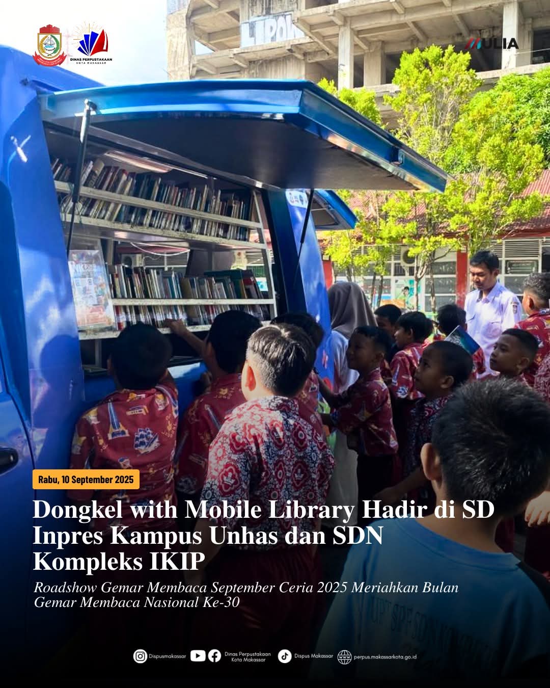 Dongkel with Mobile Library Hadir di SD inpres Kampus Unhas dan SDN Kompleks IKIP