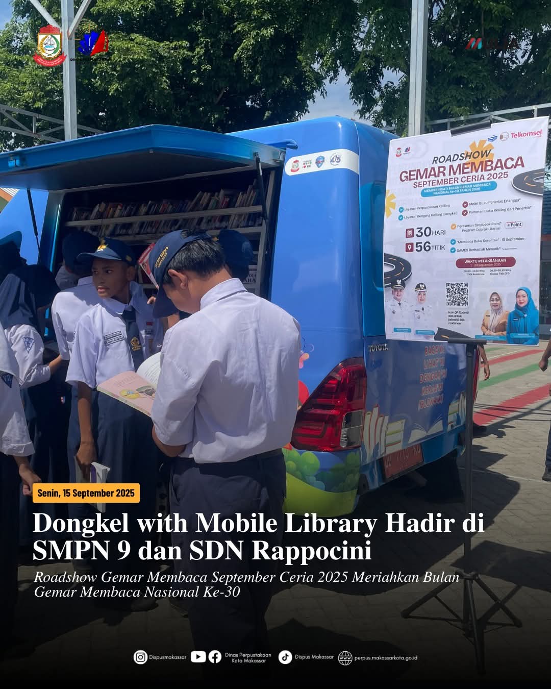 Dongkel with Mobile Library Hadir di SMPN 9 dan SDN Rappocini