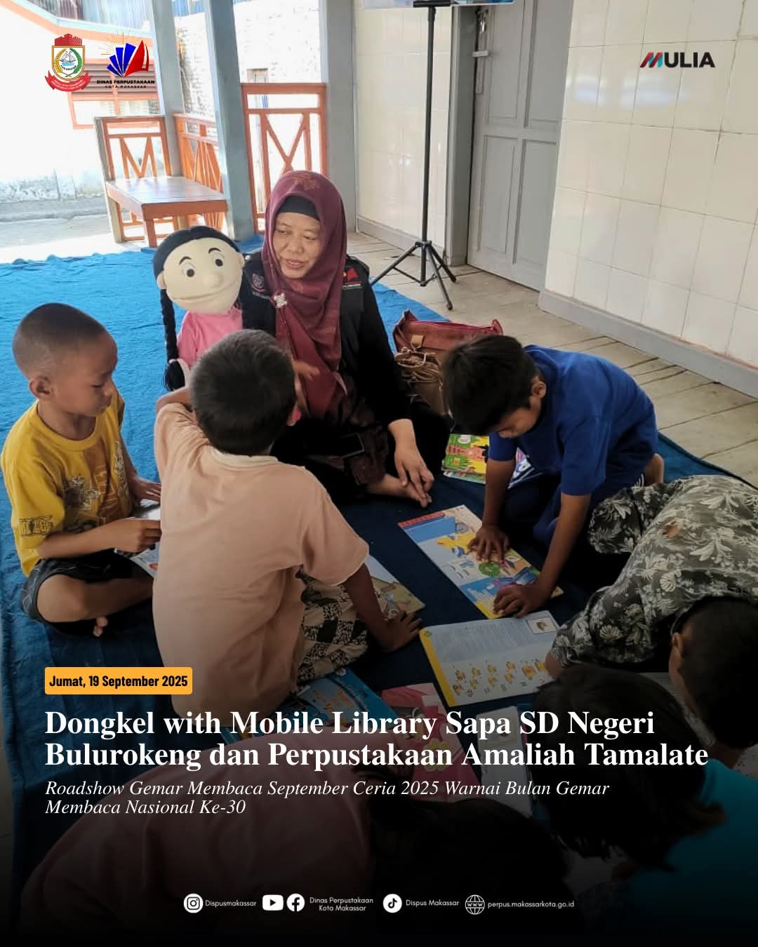 Dongkel with Mobile Library Sapa SD Negri Bulurongkeng dan Perpustakaan Amaliah Tamalate