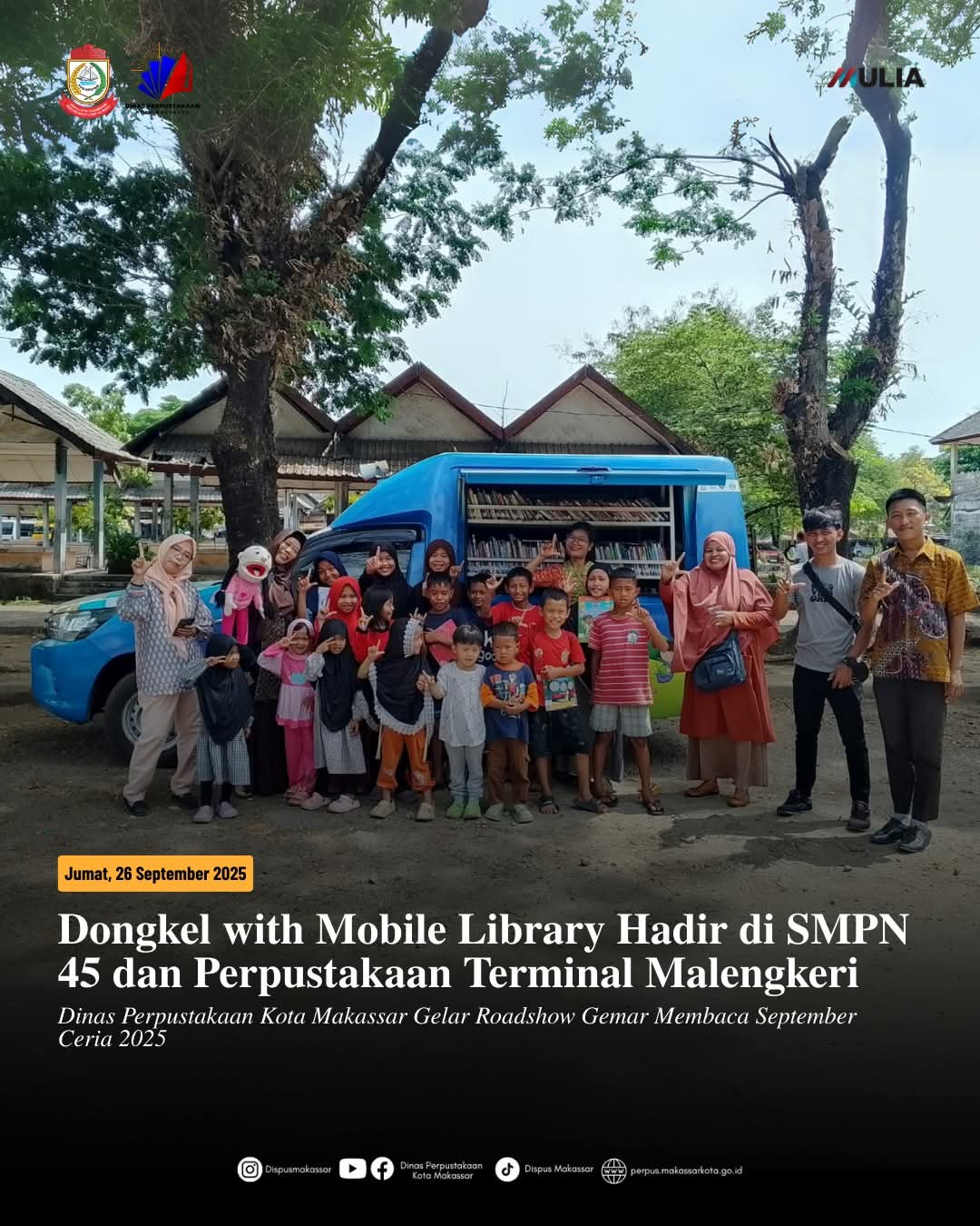 Dongkel with Mobile Library Hadir di SMPN 45 dan Perpustakaan Terminal Malengkeri