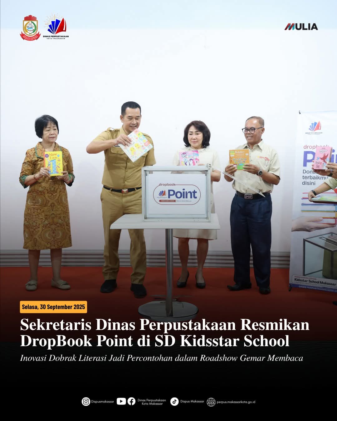 Sekertaris Dinas Perpustakaan Resmikan Dropbook Poin di SD Kidsstar School