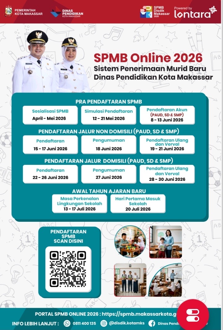Pendaftaran SPMB 2026 Makassar Dimulai 8 Juni, Simak Tahapan dan Jadwal Lengkapnya